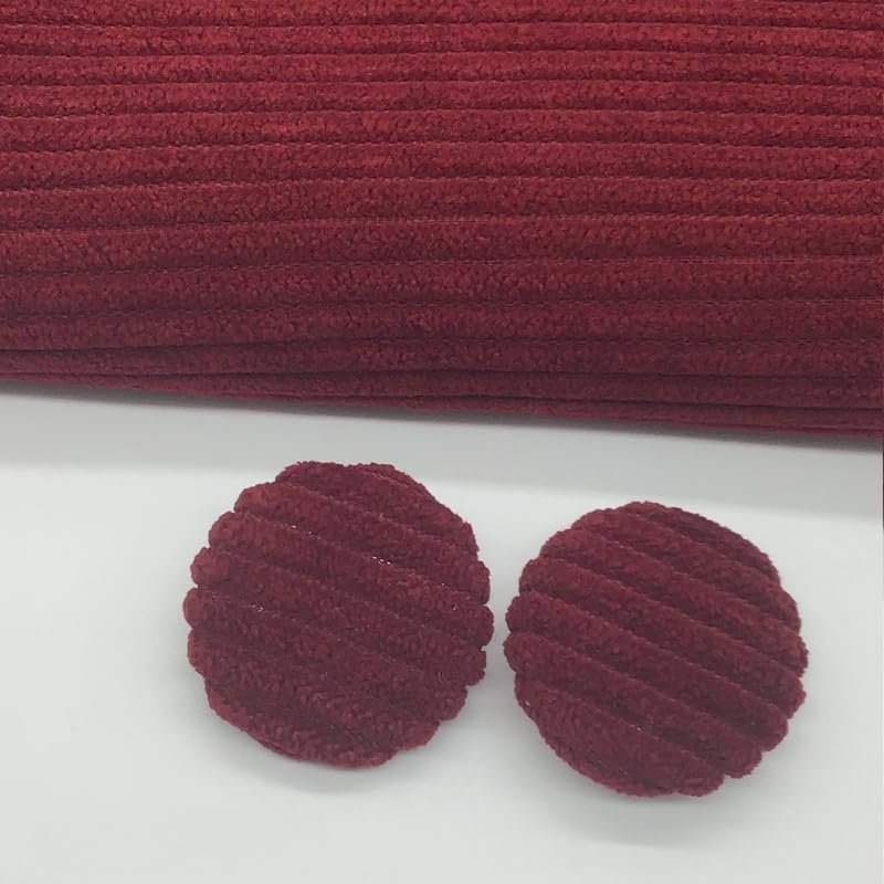 BIHOOA 10-Piece 10/38 mm Round Corduroy Fabric-Covered Buttons, Velvet Buttons with Metal Shank for Clothing, Crafts and Sewing