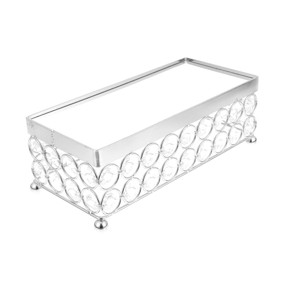LIFKOME Silver Metal and Glass Cake Presentation Stand