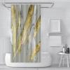 SHUODAOCO Luxury Gold & Gray Feather-Print Shower Curtain with Hooks, 180 W x 275 L cm view 2
