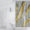 SHUODAOCO Luxury Gold & Gray Feather-Print Shower Curtain with Hooks, 180 W x 275 L cm view 3