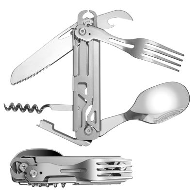 5-in-1 Folding Camping Utensil Set with Storage Pouch