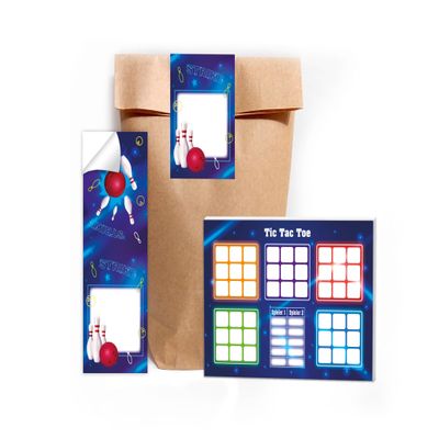 Limonia Set of 10 Tic-Tac-Toe Pads, 25 Sheets Each, DIN A6, with 10 Bags and 10 Stickers