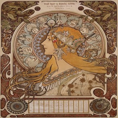 MSTECO Canvas Wall Art Print, Famous Absinthe by Alphonse Mucha, Hallway Decor, 60 x 90 cm