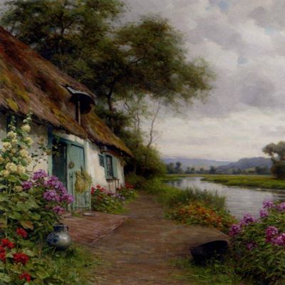 Hand-Painted Oil Painting 50–2000 by Art Academy Instructors, Room Decor, 30 Famous Landscapes Wall Art, A Landscape at a Riverside Cottage, Louis Aston Knight 5