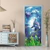 2-Piece Self-Adhesive Ocean Dolphin Door Wallpaper, Removable, 77 x 200 cm view 1