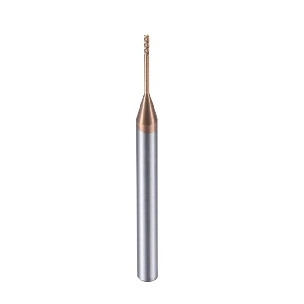 Pangyoo HRC55 Micro Corner-Radius Long-Neck End Mill, 0.3–2.5 mm, 2/3/4 Flutes, 4 mm Shank, Mini Carbide CNC Milling Cutter, 1.5×6×D4×50 mm