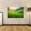 islandburner Canvas Wall Art, Green Meadow and Mountain Landscape view 2