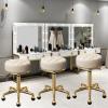Round Rolling Bar Stool, Modern Swivel Chair for Home, Beauty Salons, and Spas, with Metal-Titanium Frame and Ball Casters, Height-Adjustable 47–64 cm (Off-White) view 2