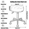 Round Rolling Bar Stool, Modern Swivel Chair for Home, Beauty Salons, and Spas, with Metal-Titanium Frame and Ball Casters, Height-Adjustable 47–64 cm (Off-White) view 3