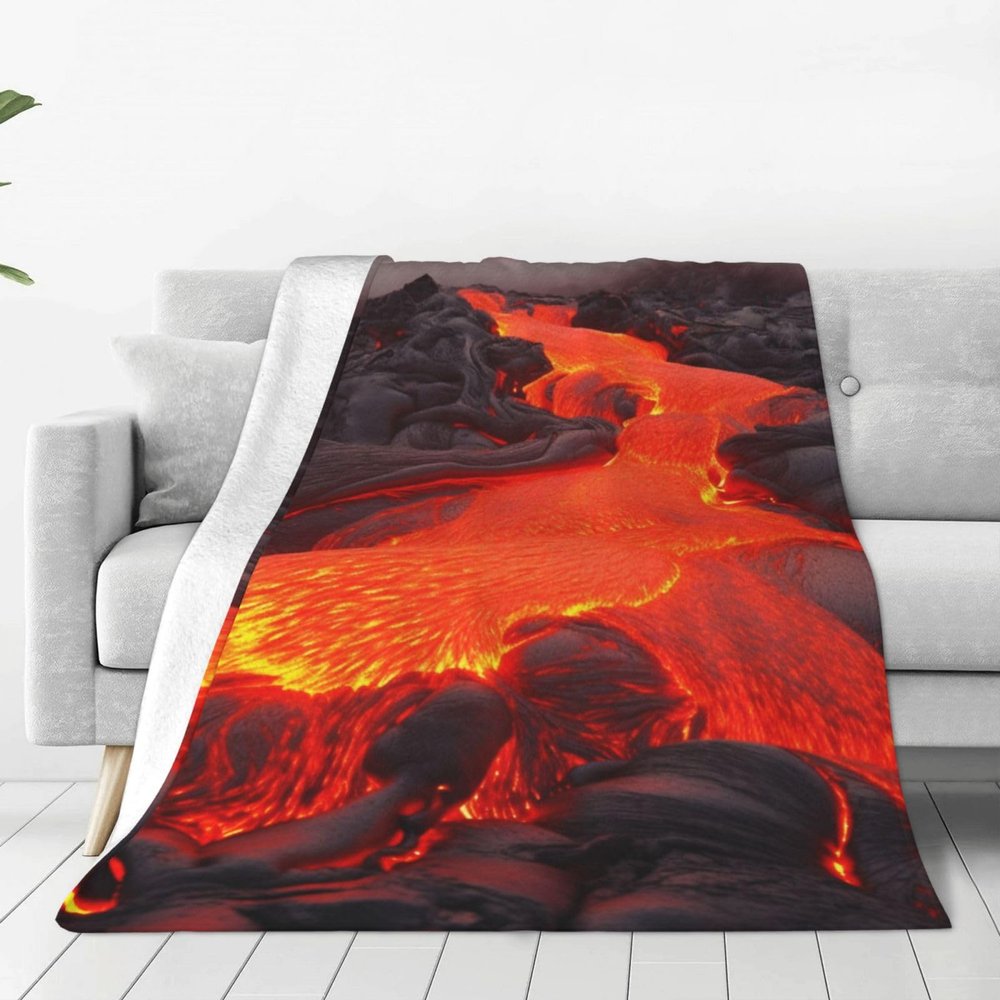 Red Lava Throw Blanket for All Seasons, Ultra-Soft Microfleece Blanket for Bed and Couch