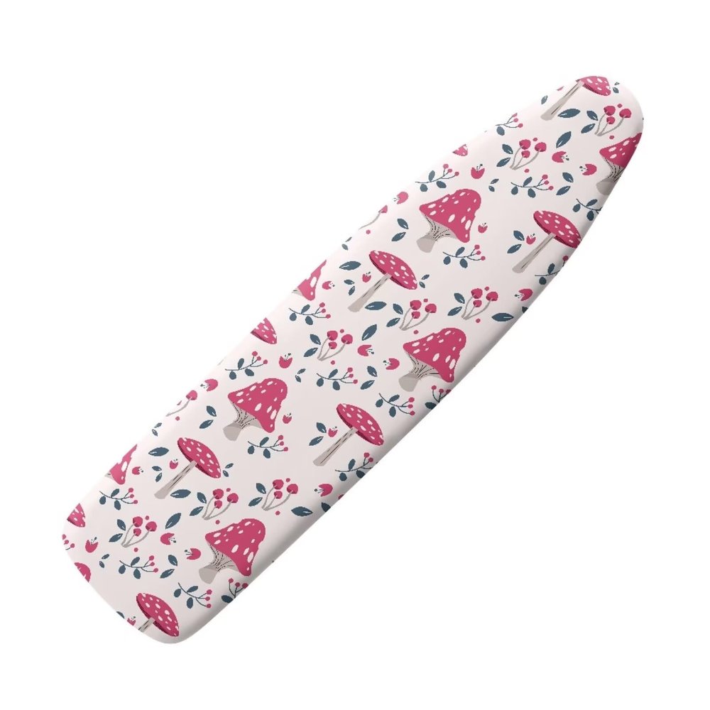 ZIATUBLES Ironing Board Cover with Elastic Edge for Women and Men, Scratch-Resistant Ironing Accessory, Pink Mushroom Print