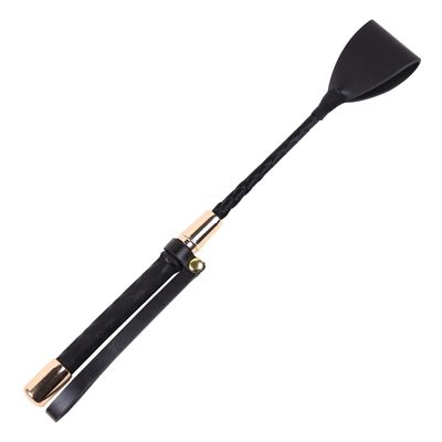 NyxSeat 1 Black Leather Riding Crop with Non-Slip Gel Grip