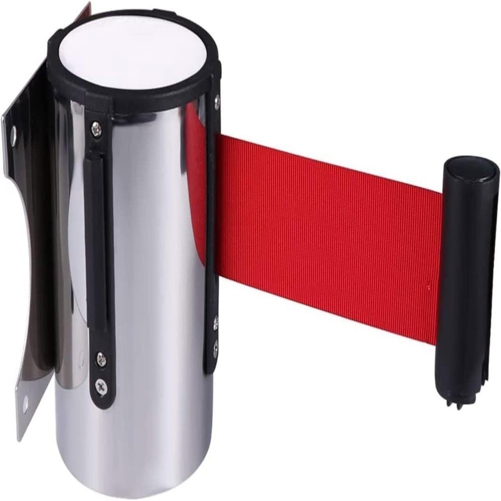 LNNW 5 m Retractable Red Belt Barrier for Wall Mounting