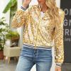 ZDSUHYIW Women's Sequin Bomber Jacket, Slim-Fit Glitter Party Cardigan view 4