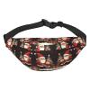 Merry Christmas Printed Waist Bag, Waterproof, 3 Zipper Pockets, Black, One Size view 1