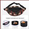 Merry Christmas Printed Waist Bag, Waterproof, 3 Zipper Pockets, Black, One Size view 3