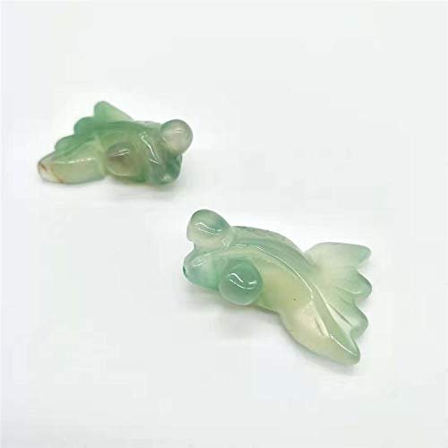 BAKYAR Natural Green Agate Quartz Crystal Fish Carving, 40 mm
