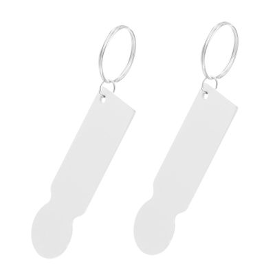 Lurrose Shopping Cart Token Keychains, 2-Piece Stainless Steel, White