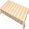 Soft Yellow and Delicate Pink Rectangular Tablecloth with Burgundy and Cream Stripes view 3