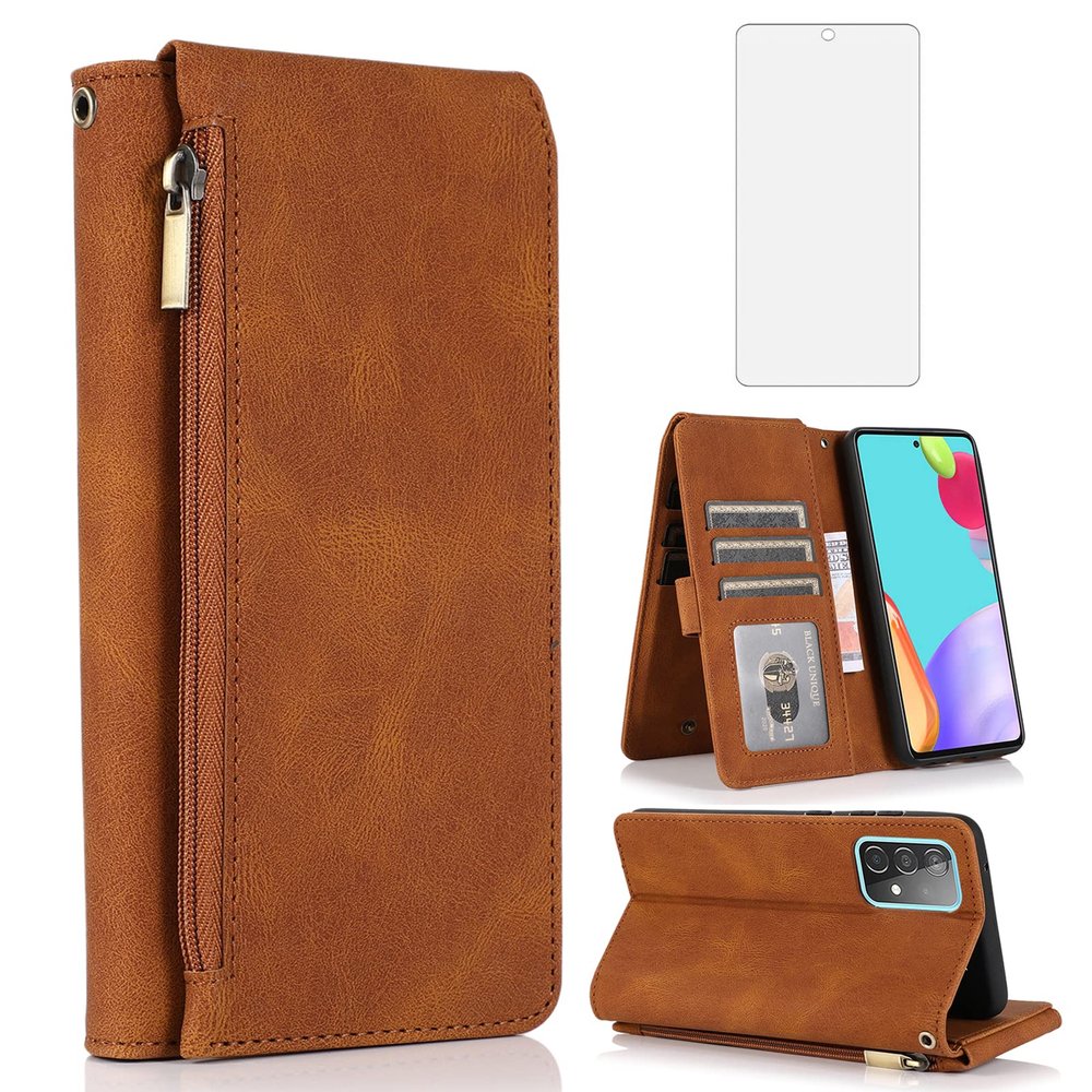 Asuwish Wallet Case for Samsung Galaxy A52 4G/5G and A52s 5G, Brown