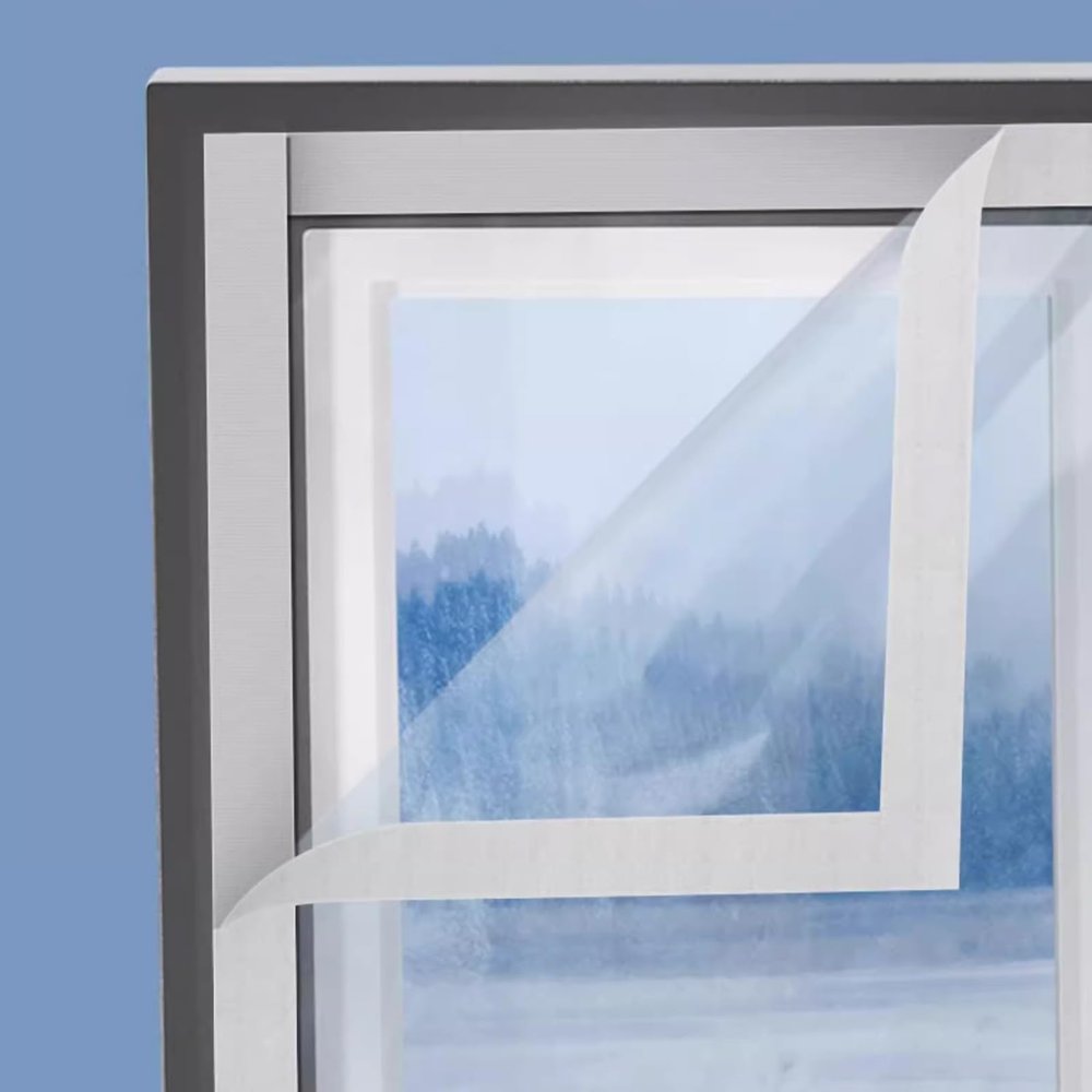 Transparent Window Insulation Film with Hook-and-Loop Fasteners, 55 x 100 cm (22 x 39 in)