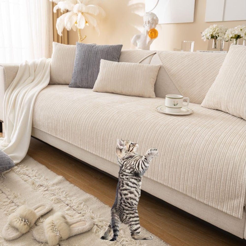 SANTUO Non-Slip Sofa Cover, White, 90 x 70 cm