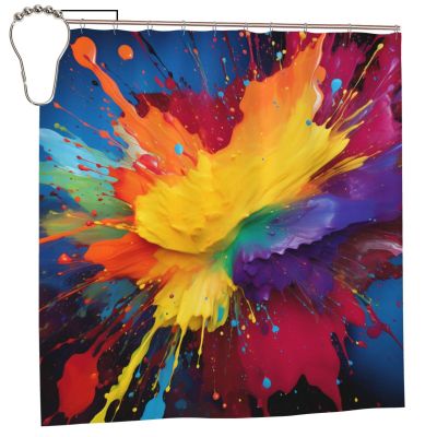 EKYOSHCZ Eucalyptus Leaf Watercolor Shower Curtain, 72 x 72 in