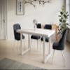 AlpiMeble Extendable Dining Table 180x90x77 cm, Marble, White Metal Legs view 3