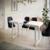 AlpiMeble Extendable Dining Table 180x90x77 cm, Marble, White Metal Legs view 4