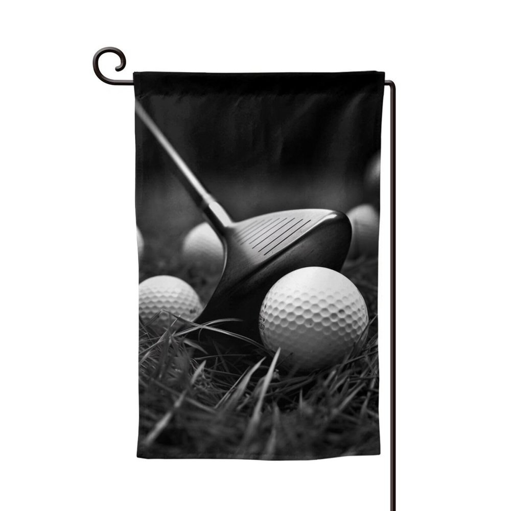 Black and White Golf Flag, 32.5 x 45.7 cm, Outdoor Garden Decoration Flag