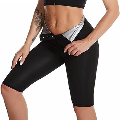 Women's High-Waisted Sauna Sweat Shorts, Compression Body Shaper, Color B, Size 4XL/5XL