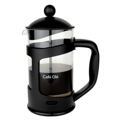 Caf Ol Everyday French Press Coffee Maker, 6 Cups, Black Plastic, Rust-Resistant Stainless Steel Filter, Insulated Plastic Frame, Dishwasher-Safe