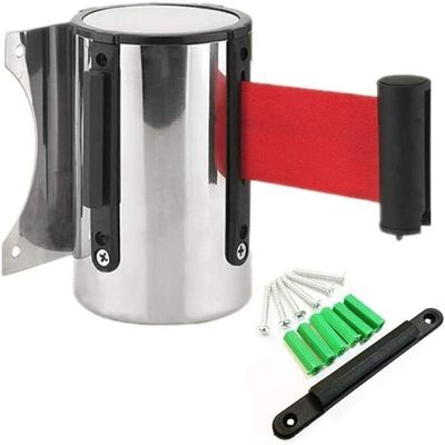 MekUk 2 m Wall-Mounted Retractable Belt Barrier, Red