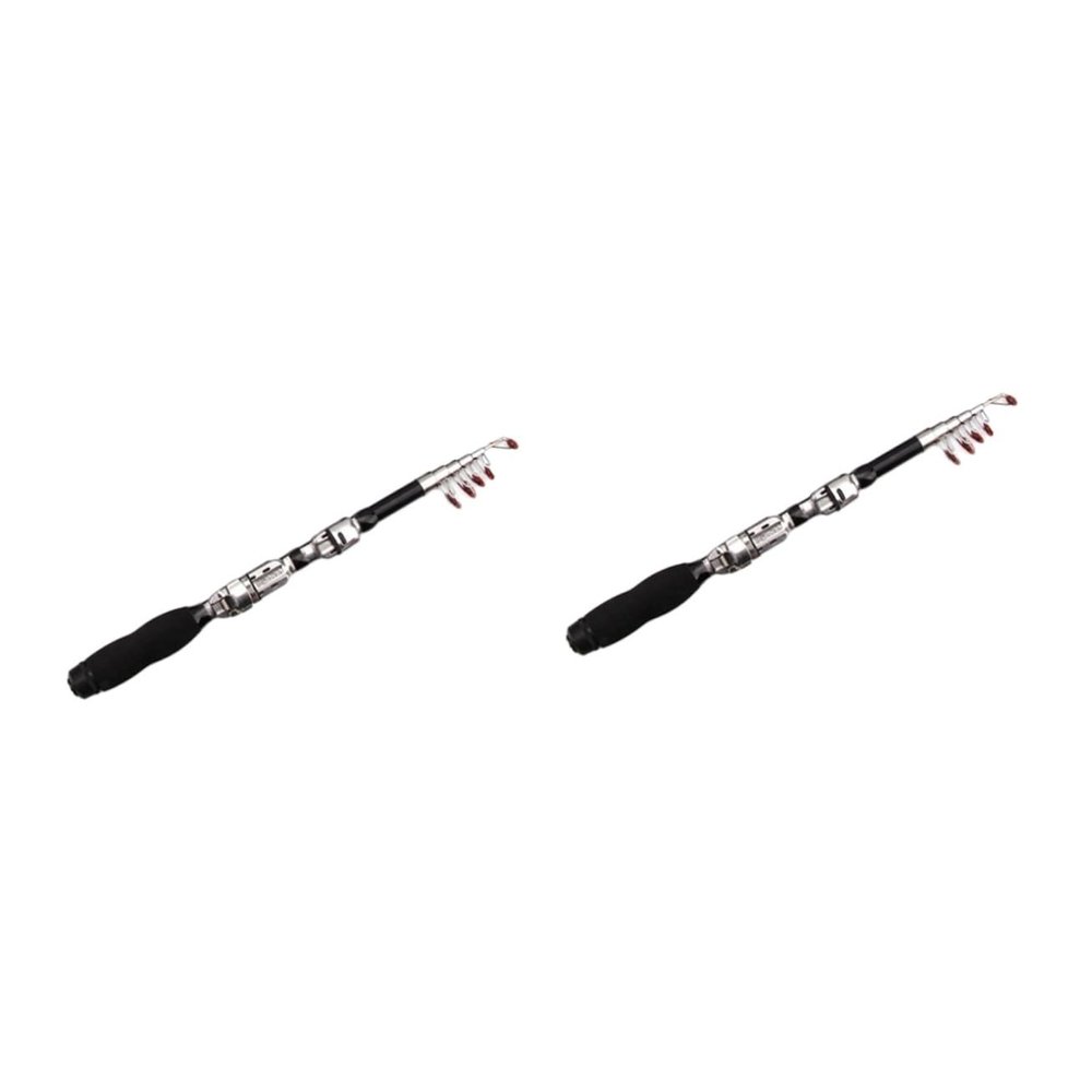 BESPORTBLE 2-Piece Mini Telescopic Fishing Rod and Reel, Lightweight, Black, for Outdoor Travel and Sea Fishing