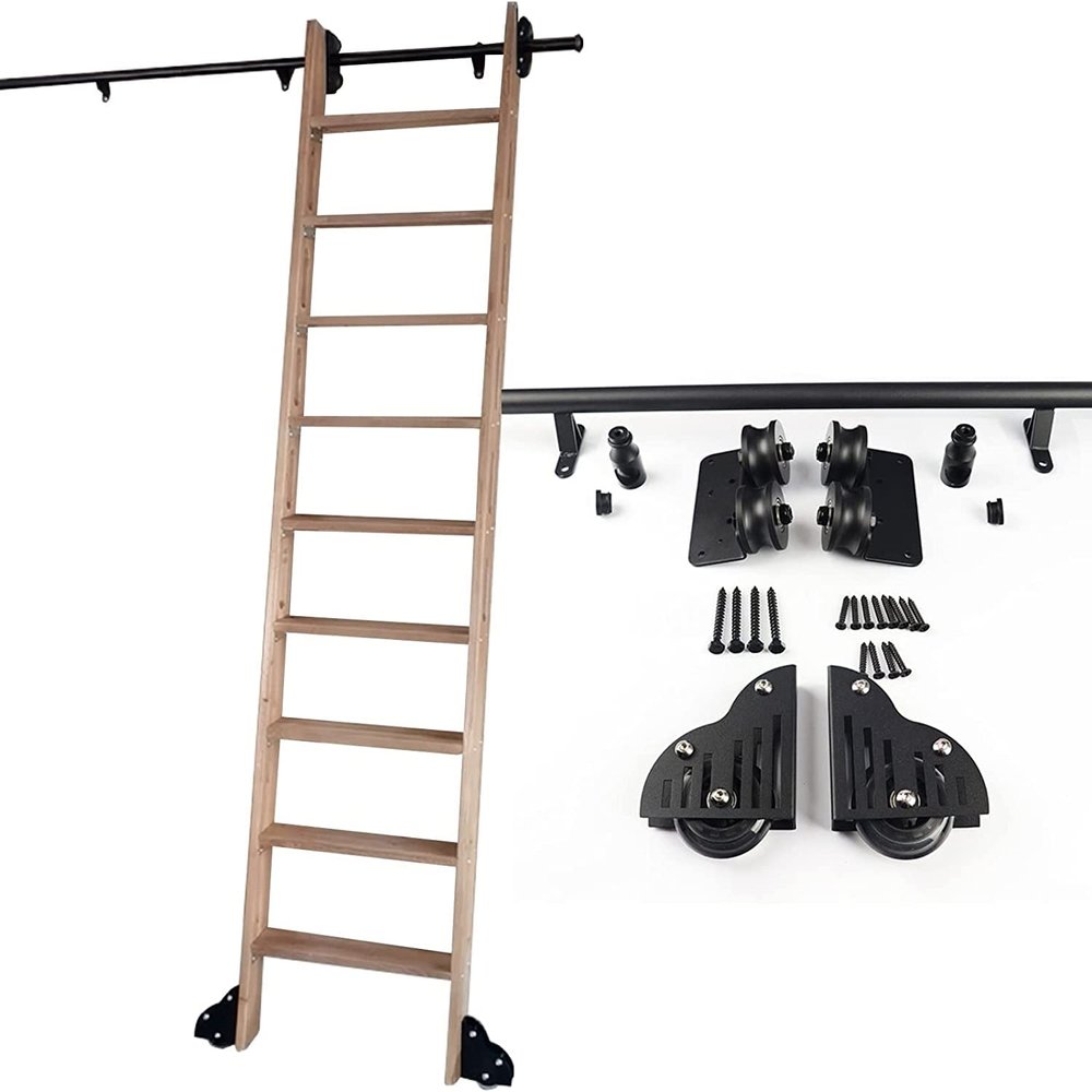 Sliding Ladder Hardware Kit, Library Ladder Rail + Extension