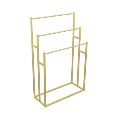 WPJBDS Freestanding 3-Tier Metal Towel Rack, Gold
