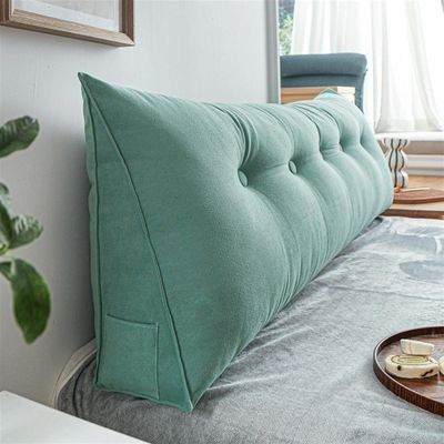 DEVINK Multifunctional Triangular Upholstered Headboard Pillow, Gray Corduroy, 120 x 50 x 20 cm