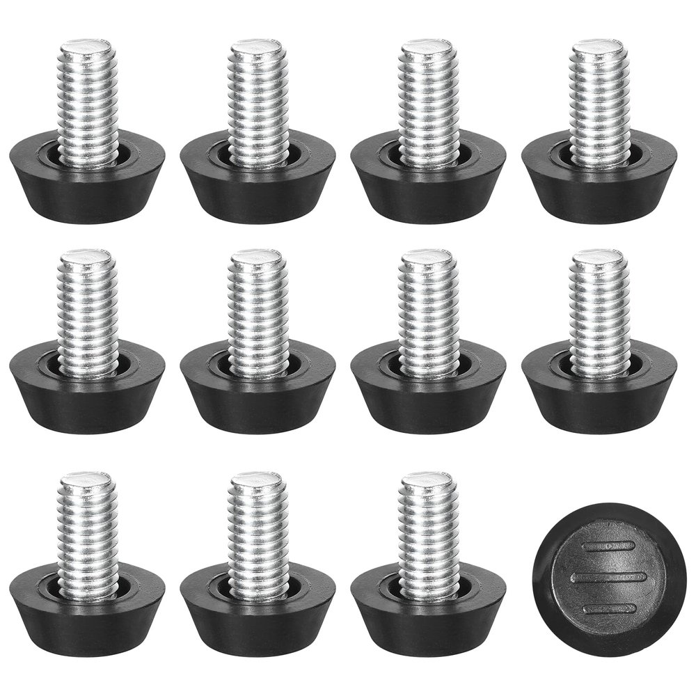 sourcing map Adjustable Furniture Levelers, M8 x 15 mm, Black, 12-Pack