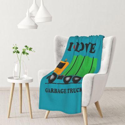 LAMAME I Love Garbage Trucks Soft Printed Lap Blanket