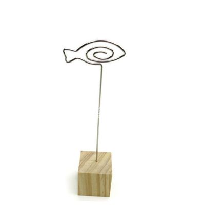 Wooden Fish Note Clip with Silver Wire for Desk
