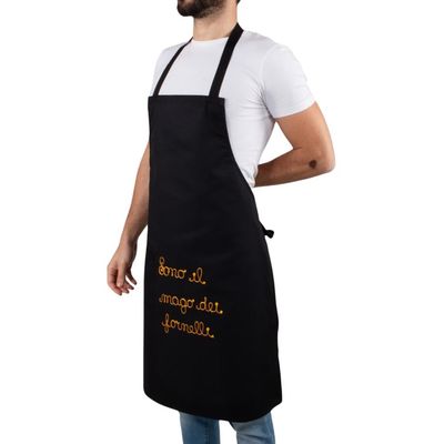 MyVorrei Black Men's Kitchen Apron, Personalized with Name or Saying