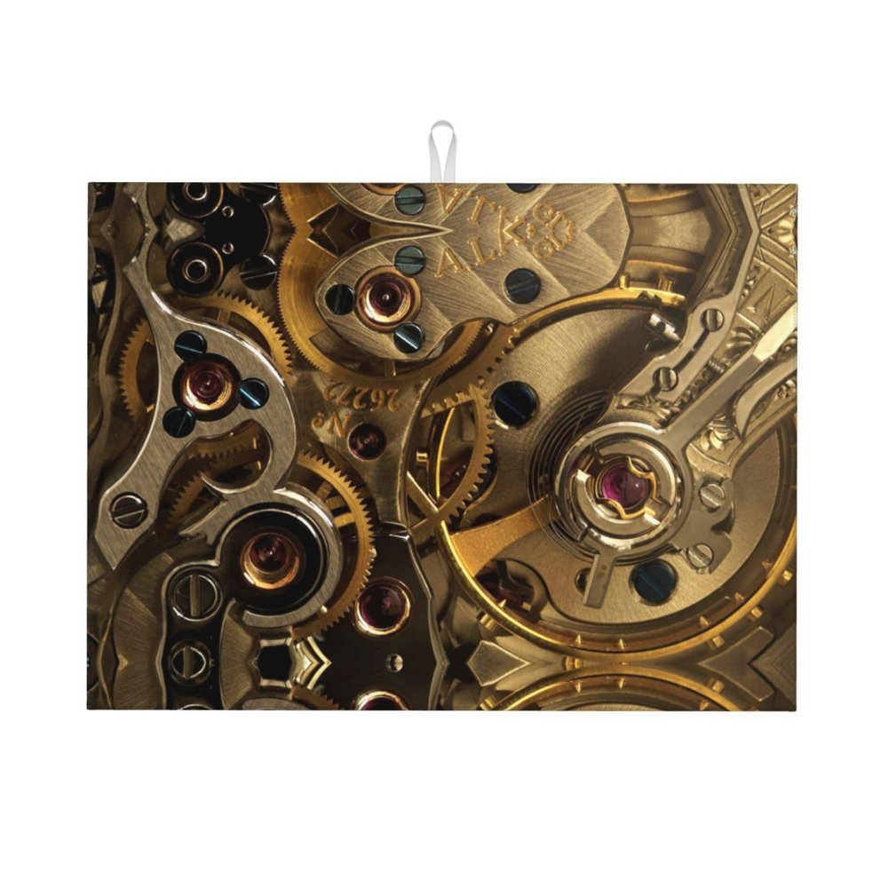 Cool Steampunk Gears Large Kitchen Drying Mat