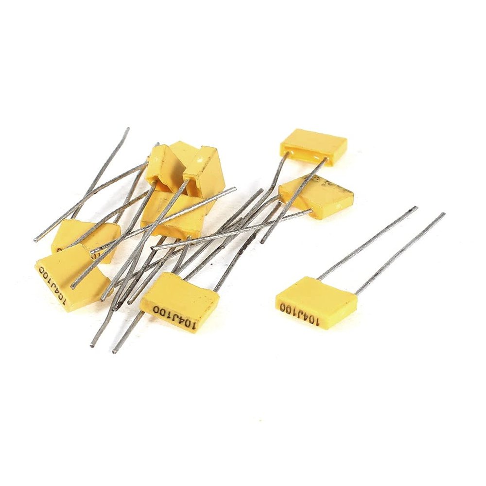 10-Pack 104J100 0.1 µF 100 V Radial-Lead Polyester Film Box Correction Capacitors