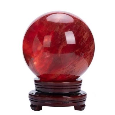 VELUNE Red Crystal Ball, Natural Red Gemstone, 70–75 mm