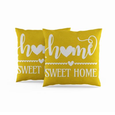 ggaimwf 60 x 60 cm Home Sweet Home Yellow Decorative Pillow Covers, 2-Pack