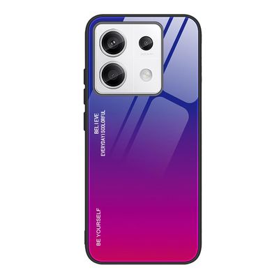 SEAHAI Case for Xiaomi Redmi Note 14S 4G/Redmi Note 13 Pro 4G/POCO M6 Pro, Ultra-Thin Tempered Glass Back, Silicone TPU Frame, Gradient Purple