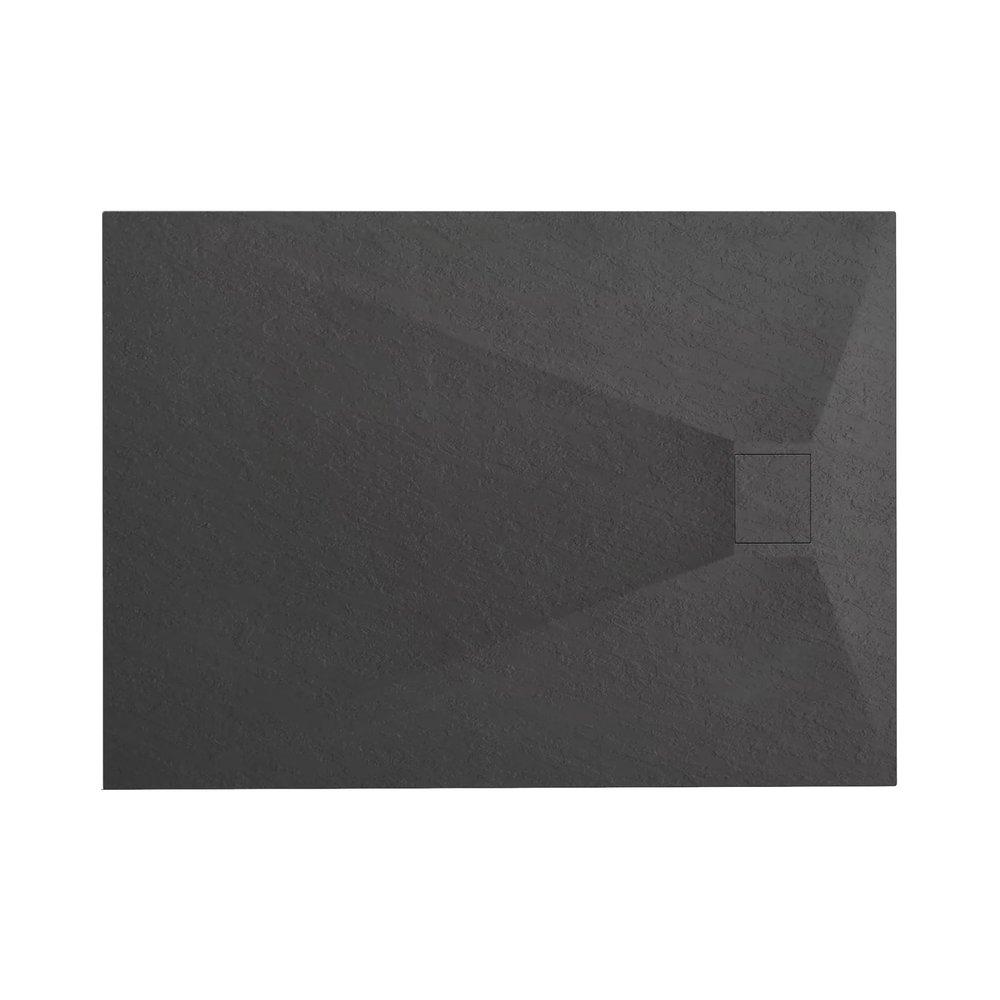 VBChome Shower Tray 100 x 80 x 2.5 cm, Black Stone Texture, Extra-Flat, SMC Composite