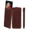 Suncase Genuine Leather Pouch for Xiaomi Redmi Note 13 5G, Slim Edition, Pull-Tab & Magnetic Closure, Antique Coffee view 1