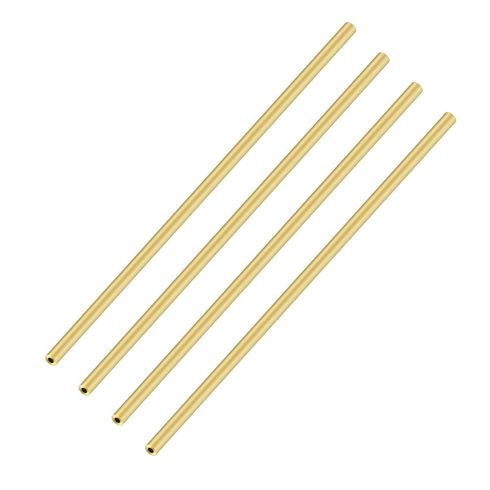 iMeistek Brass Round Tubes, 2 mm OD x 0.5 mm Wall, 200 mm Long, 4-Pack