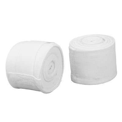 Luqeeg 2-Pack Cotton Boxing Hand Wraps, 5 m, Quick-Drying, Semi-Elastic Hook-and-Loop Design, Sports Hand Wraps for Kickboxing and Muay Thai (White)